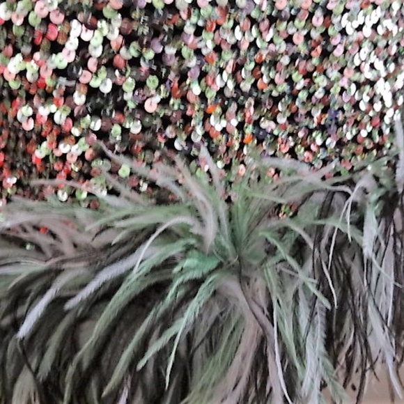 1967 Designer Mr Gee Sequin Ostrich Feather Dress - Picture 6 of 8